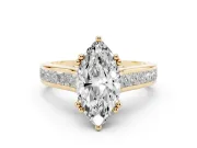 Marquise Cathedral Channel Set Engagement Ring Setting | Double Claw Prongs | Yellow Gold