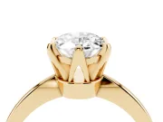 Oval Cut Diamond Solitaire Engagement Ring Set in Yellow gold with Slim Tapered Solitaire Band