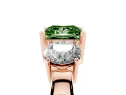 Princess Cut Three Stone Engagement Ring Setting for a Fancy Green Lab-Grown Diamond | Wide Plain Band | Rose Gold