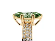 Marquise Three Row Pave Engagement Ring Setting for a Fancy Green Lab-Grown Diamond | Yellow Gold
