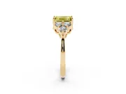 Emerald Cut Cluster Side Stone Engagement Ring Setting for a Fancy Yellow Lab-Grown Diamond | Plain Band | Yellow Gold
