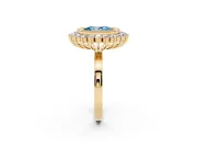 Oval Bezel Halo Engagement Ring Setting for a Fancy Blue Lab-Grown Diamond | Yellow Gold