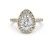 Pear-Shaped Halo Engagement Ring Setting | Pave Shoulders | Yellow Gold