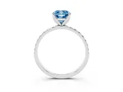 Cushion Cut Pave Solitaire Engagement Ring Setting for a Fancy Blue Lab-Grown Diamond | Slim Band | Sterling Silver