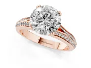 Round Pave Split Shank Engagement Ring Setting | Double Claw Prongs | Rose Gold