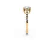 Cushion Cut Hidden Halo Solitaire Engagement Ring Setting | Shared Prong Band | Yellow Gold