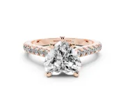 Heart-Shaped Hidden Halo Pave Engagement Ring Setting | Claw Prongs | Rose Gold
