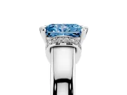 Radiant Cut Pavé Collar Engagement Ring Setting for a Fancy Blue Lab-Grown Diamond | Platinum
