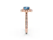 Princess Cut Scalloped Halo Engagement Ring Setting for a Fancy Blue Lab-Grown Diamond | Milgrain Edges | Rose Gold