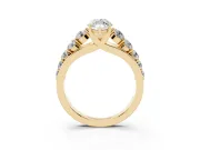 Marquise Graduated Side Stone Engagement Ring Setting | Flat Top Band | Yellow Gold