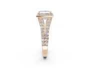 Princess Cut Halo Pavé Engagement Ring Setting | Narrow Split Shank | Rose Gold