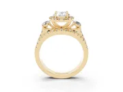 Oval Halo Split Shank Engagement Ring Setting | Round Side Stones | Yellow Gold