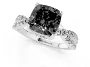 Cushion Cut Twisted Pavé Engagement Ring Setting for a Black Center | Split Shank | White Gold