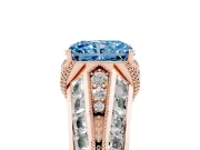 Radiant Cut Vintage Milgrain Engagement Ring Setting for a Fancy Blue Lab-Grown Diamond | Hidden Halo | Rose Gold