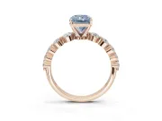 Radiant Cut Graduated Side Stone Engagement Ring Setting for a Fancy Blue Lab-Grown Diamond | Rose Gold