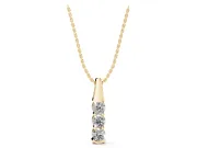 Round Lab-Grown Diamond Three-Stone Vertical Pendant Necklace | Tapered Bail | Yellow Gold