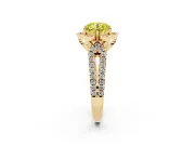 Round Floral Halo Engagement Ring Setting for a Fancy Yellow Lab-Grown Diamond | Pavé Split Shank | Yellow Gold