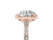 Round Pavé Halo Engagement Ring Setting | Rose Gold