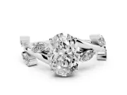 Oval Twisted Vine Engagement Ring Setting | Marquise Side Stones | White Gold