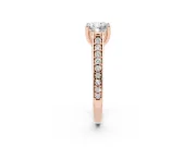 Cushion Cut Diamond Prong Set Solitaire Engagement Ring Set in Rose gold with Pavé Band