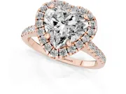 Heart-Shaped Halo Engagement Ring Setting | Tapered Band | Rose Gold