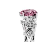 Heart-Shaped Three Stone Engagement Ring Setting for a Fancy Pink Lab-Grown Diamond | Braided Band | Platinum