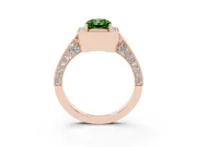 Radiant Cut Milgrain Halo Engagement Ring Setting for a Fancy Green Lab-Grown Diamond | Side Stones | Rose Gold