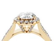 Oval Pavé Engagement Ring Setting | Wide Three-Row Band | Yellow Gold