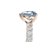 Heart-Shaped Shared Prong Engagement Ring Setting for a Fancy Blue Lab-Grown Diamond | Rose Gold