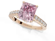 Radiant Cut Pavé Solitaire Engagement Ring Setting for a Fancy Pink Lab-Grown Diamond | Crossover Gallery | Rose Gold