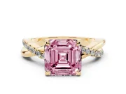 Asscher Cut Twist Engagement Ring Setting for a Fancy Pink Lab-Grown Diamond | Yellow Gold