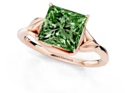 Princess Cut Leaf Bypass Solitaire Engagement Ring Setting for a Fancy Green Lab-Grown Diamond | Rose Gold
