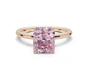 Radiant Cut Hidden Halo Ring Setting for a Fancy Pink Lab-Grown Diamond | Rose Gold