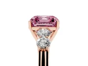 Asscher Cut 5 Stone Engagement Ring Setting for a Fancy Pink Lab-Grown Diamond | Rose Gold
