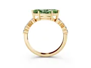 Marquise Scattered Accent Engagement Ring Setting for a Fancy Green Lab-Grown Diamond | Yellow Gold