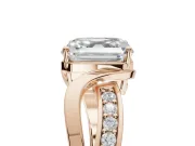 Asscher Cut Bypass Solitaire Engagement Ring Setting | Pavé and Plain Strands | Rose Gold