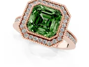 Asscher Cut Milgrain Halo Engagement Ring Setting for a Fancy Green Lab-Grown Diamond | Rose Gold