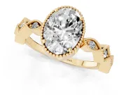 Oval Cut Diamond Milgrain Marquise Twist Band Ring Set in Yellow gold with Prong Setting
