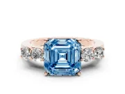 Asscher Cut 5 Stone Engagement Ring Setting for a Fancy Blue Lab-Grown Diamond | Rose Gold