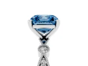 Asscher Cut Vintage Milgrain Engagement Ring Setting for a Fancy Blue Lab-Grown Diamond | Platinum