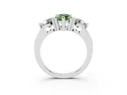 Fancy Green Marquise Cut Diamond Three-Stone Ring Set in Silver with Prong Setting and Classic Band