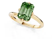 Emerald Cut Bypass Solitaire Engagement Ring Setting for a Fancy Green Lab-Grown Diamond | Plain Band | Yellow Gold