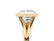 Bezel Set Princess Cut Diamond Solitaire Ring Set in Yellow gold with Tapered Band