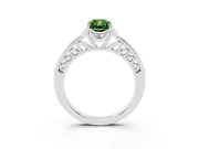 Radiant Cut Floral Pavé Engagement Ring Setting for a Fancy Green Lab-Grown Diamond | Petal Accents | Sterling Silver