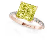 Princess Cut Pave Solitaire Engagement Ring Setting for a Fancy Yellow Lab-Grown Diamond | Slim Band | Rose Gold