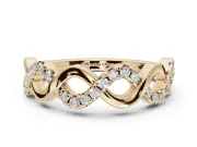 Round Lab-Grown Diamond Infinity Twist Wedding Band | Pavé and Polished | Yellow Gold