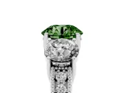 Round Vintage Three Stone Engagement Ring Setting for a Fancy Green Lab-Grown Diamond | Platinum
