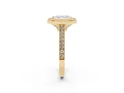 Asscher Cut Vintage Milgrain Halo Engagement Ring Setting | Bezel Head | Yellow Gold