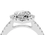 Heart-Shaped Halo Engagement Ring Setting | Single Row Pavé Band | White Gold