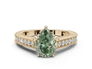 Pear-Shaped Vintage Engagement Ring Setting for a Fancy Green Lab-Grown Diamond | Yellow Gold - Design NV-24644